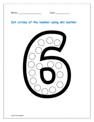 6: Dots circles of the number 6 using dot marker
