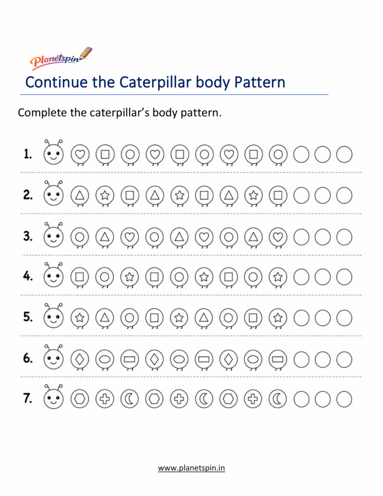Continue the Shape Pattern worksheet | Planetspin.in