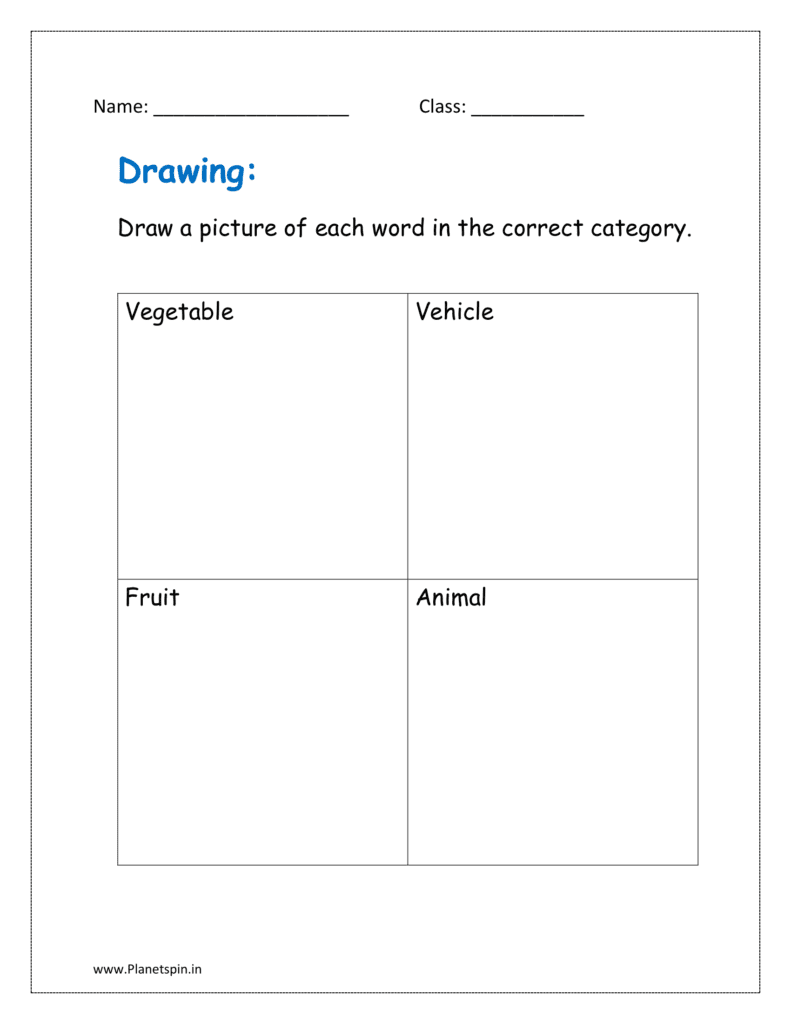 Classifying words worksheets for grade 1 | Planetspin.in