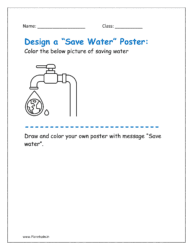 Save Water Worksheets for Grade 1