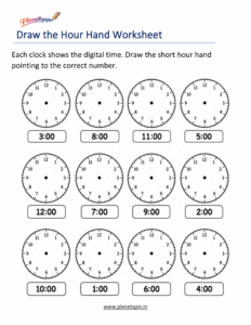 Draw Clock Hands to Show the Given Hour