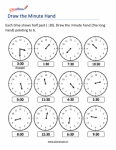 Draw the minute hand worksheet for grade 1