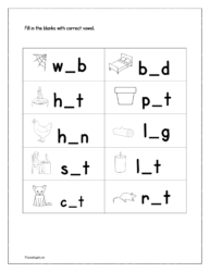 Fill in the blanks with correct vowel (sheet 1)