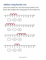 addition worksheets with number line