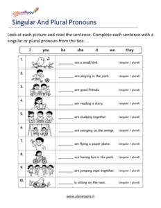 printable singular and plural pronouns worksheet