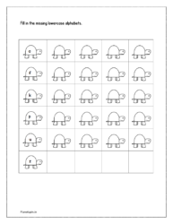 missing lowercase letters worksheets a to z