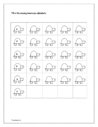 a to z:  Arrange alphabets in ascending order