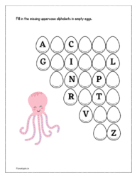 Eggs: Fill in the missing uppercase alphabets in empty eggs