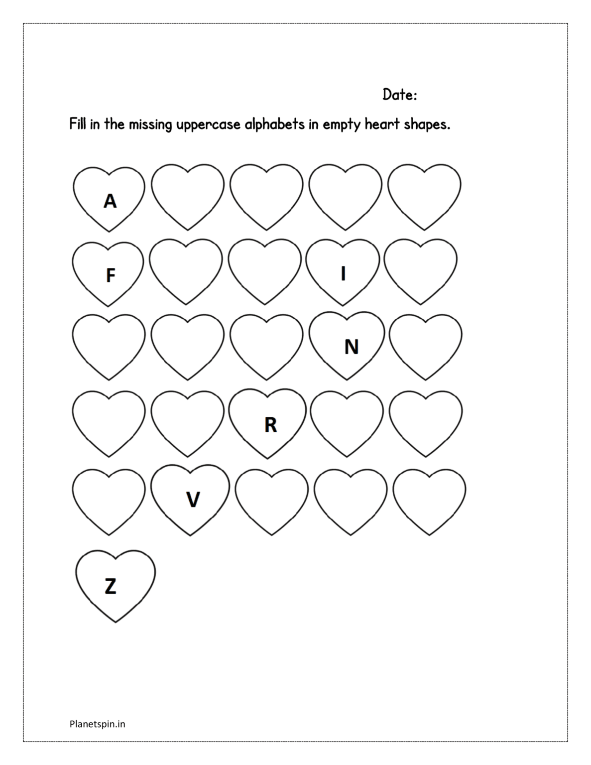 Fill in the missing uppercase letters for kindergarten