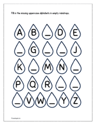 Raindrops: Fill in the missing uppercase alphabets in empty eggs