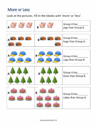 More or less math worksheets