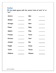 Fill the blank spaces with the correct form of verb “is” or “are”