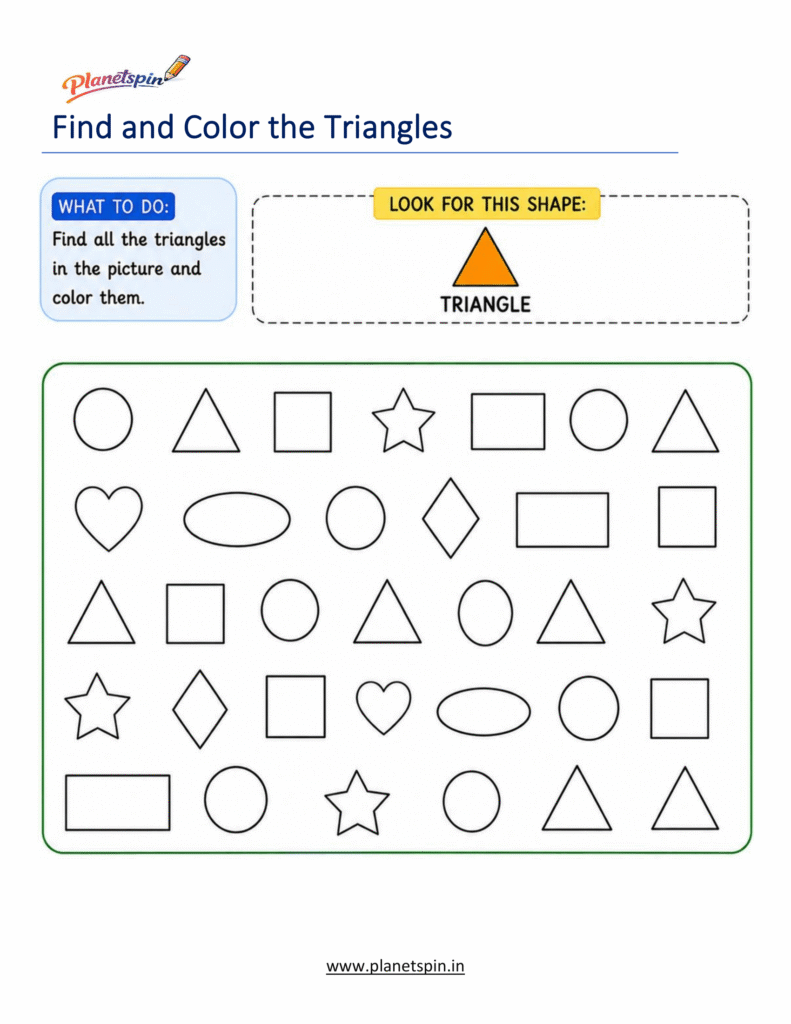 find and color shapes worksheet