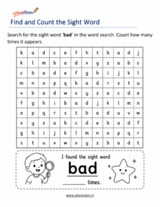 Build the word bad with letters worksheet