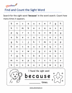 Complete the sentence using the sight word because worksheet
