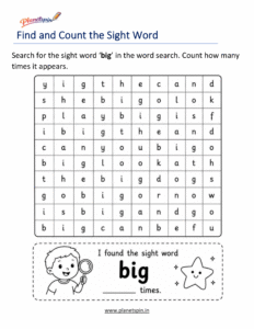 Build the word big with letters worksheet