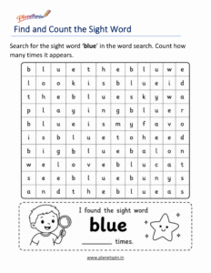 Build the word blue with letters worksheet