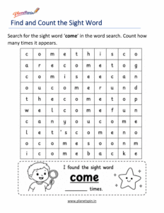 Build the word comewith letters worksheet