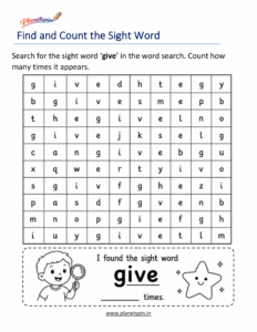 Build the word give with letters worksheet