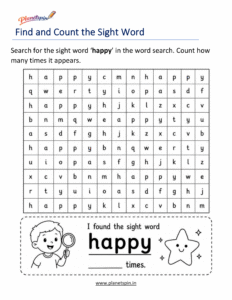Build the word happy with letters worksheet
