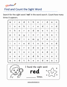 Build the word red with letters worksheet