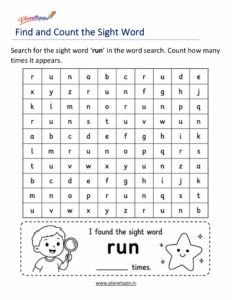 Build the word run with letters worksheet