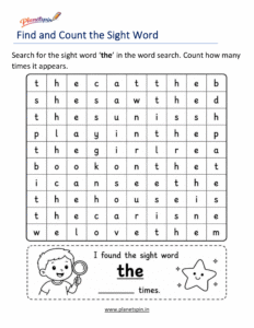 Build the word the with letters worksheet