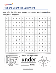 Build the word under with letters worksheet