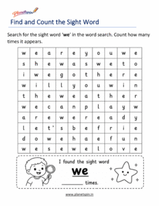 Build the word we with letters worksheet