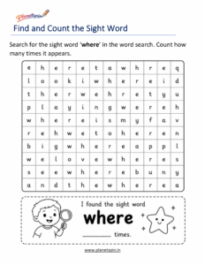 Build the word where with letters worksheet