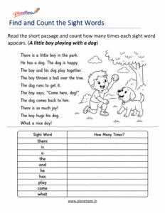 Free sight word sentence review worksheet PDF