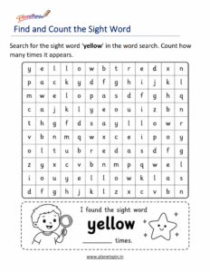 Build the word yellow with letters worksheet