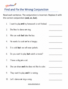 Find and correct the wrong conjunction in each sentence