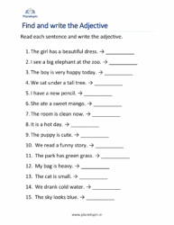 Identify adjectives worksheet