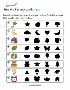 Shadow matching worksheet for first grade
