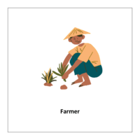Flash card of community helper: Farmer