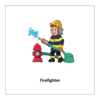 Flash card of community helper: Firefighter