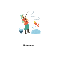 Flashcards of community helpers: Fisherman