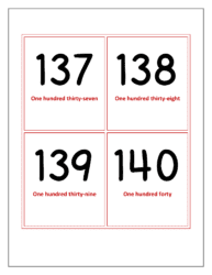 Flash cards of numbers 137 to 140
