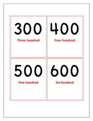 Flash cards of numbers 300 to 600