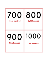 Flash cards of numbers 700 to 1000