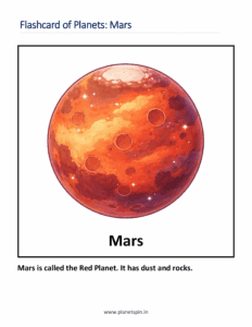 Flashcard of Mars (planet flashcards for kids)