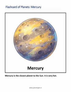 Flashcard of Mercury (planet flashcards for kids)
