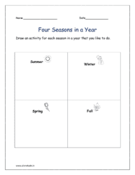 Draw an activity for each season in a year that you like to do in the kindergarten worksheet