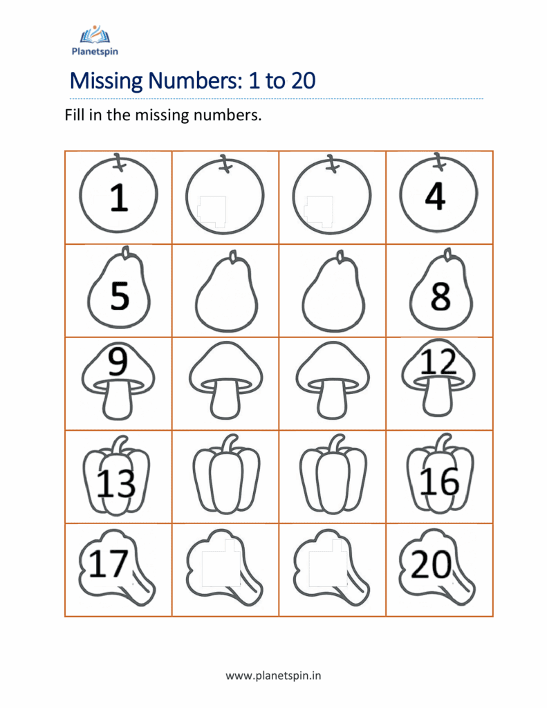 free printable missing numbers 1 to 20
