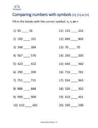 Relation Symbol In Math Grade 2 Example Greater than less than worksheets grade 2 | Planetspin.in