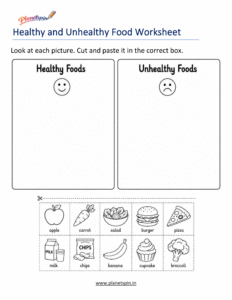 Healthy and unhealthy food sorting activity