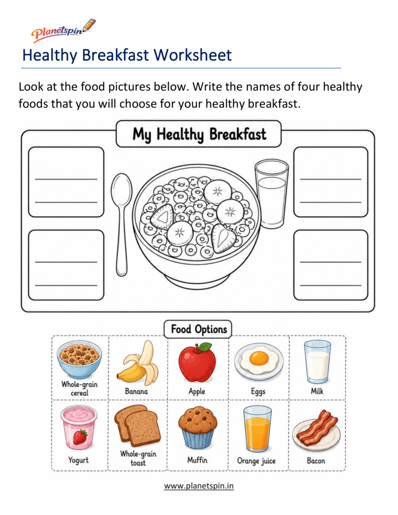 Healthy and unhealthy food worksheets for grade 1