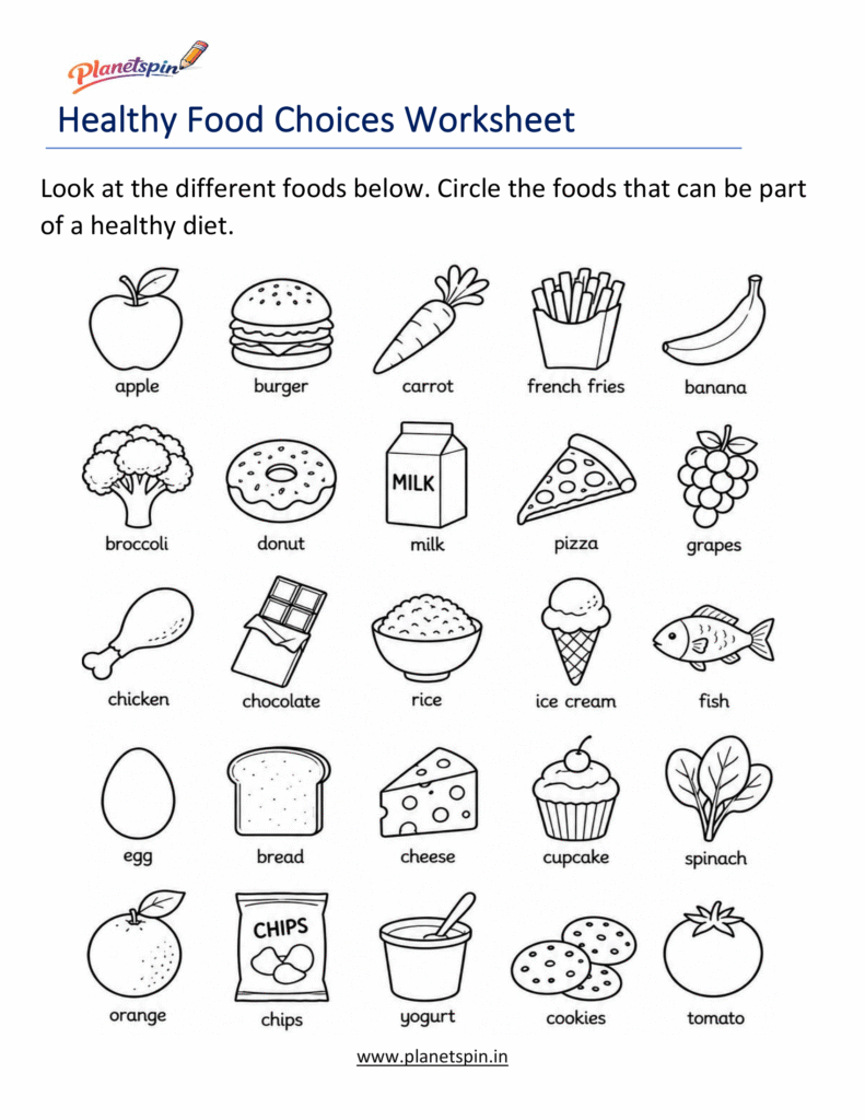 Food and Nutrition Worksheets for Grade 1
