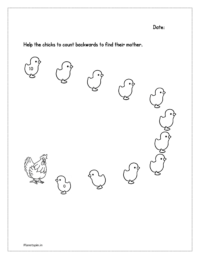 Help the chicks to count backwards to find their mother